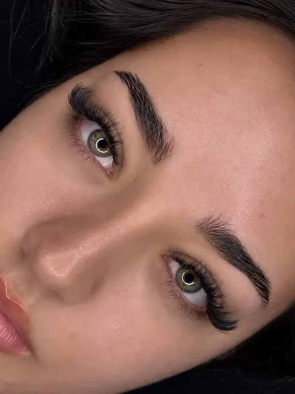 A volume lash set, eyes open
